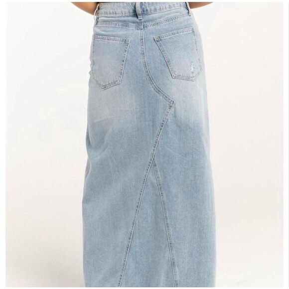 RSQ Medium Wash Denim Maxi Skirt Size 30 New - Picture 3 of 7